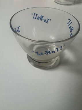 Eva Zeisel Lo-Ball Blue Lettered Glass